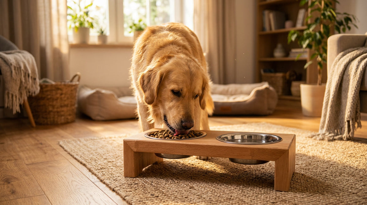 Zubehör Royal Pets Premium Futterbar aus geölter Buche und poliertem Edelstahl